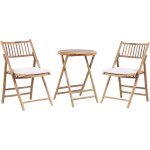 Ensemble de bistrot en bambou blanc cassé petite table ronde 2 chaises savalletri Ensemble de bistrot en bambou blanc cassé petite table ronde 2 chaises savalletri