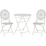 Beliani - ensemble de bistrot en m�tal blanc cass� table et 2 chaises pliantes balcon scafa