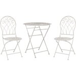 Beliani - ensemble de bistrot en mtal blanc cass table et 2 chaises pliantes balcon stiffe