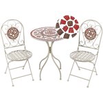 Beliani - ensemble de jardin en m�tal table et chaises pour jardin ext�rieur motif mosa�que blanc spello ...