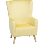 Beliani - fauteuil dossier haut type bergère en velours jaune de qualité Élégant et ultra confortable ... Beliani - fauteuil dossier haut type bergère en velours jaune de qualité Élégant et ultra confortable ...