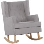 Beliani - fauteuil bergre  bascule tapiss en tissu gris clair et capitonn parfait pour coin de lecture ...