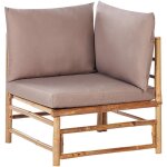 Beliani - fauteuil de jardin d'angle en bambou avec coussin ext�rieur sans accoudoirs taupe cerreto