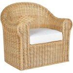 Beliani - fauteuil de jardin boho en rotin coussin tissu r�sistance ext�rieur moyenne naturel livadeia ...