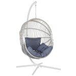 Beliani - fauteuil suspendu en polyrotin blanc avec support en mtal intrieur extrieur acri