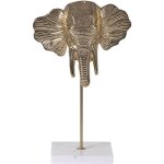 Beliani - figurine d�corative sur socle en forme t�te d'�l�phant en aluminium dor� kaso