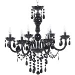Grand lustre noir en mtal avec cristaux pour 6 ampoules e14 max. 40w solution d'clairage idale pour ...