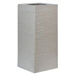 Grande jardini�re haute terre cuite d�cor int�rieur ext�rieur 33x33x70 cm gris clair dion