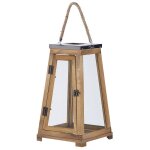 Beliani - lanterne pour intrieur et extrieur 39 cm en bois de pin avec verre protection pour bougie ...