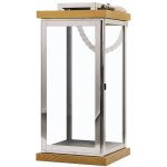 Beliani - lanterne au style moderne en bois de sapin surface vitr�e et acier argent� s'adapte � tous ...
