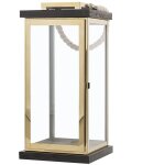 Beliani - lanterne au style moderne en bois de sapin surface vitre et acier cuivr s'adapte  tous les ...