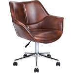 lgant fauteuil de bureau pivotant  hauteur rglable en cuir pu marron newdale
