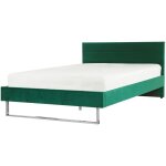 Beliani - lit double 140 x 200 cm en velours vert avec pitement argent design tendance pour chambre ...