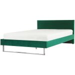 Beliani - lit double 180 x 200 cm en velours vert avec pitement argent design tendance pour chambre ...