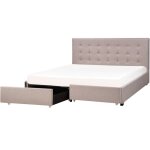 Beliani - lit double 180x200 cm en tissu gris clair tte capitonne cadre  2 tiroirs rochelle