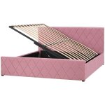 Beliani - lit double avec coffre de rangement 160 x 200 cm en velours rose rochefort Beliani - lit double avec coffre de rangement 160 x 200 cm en velours rose rochefort