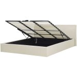 Beliani ? lit double en tissu beige 180 x 200 cm ? coffre de rangement spacieux ? style scandinave ? ...