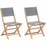 Beliani - lot 2 chaises de jardin en bois d'acacia et textile gris fonc� pliables pratiques et l�g�res ...