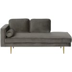 Beliani - chaise longue mridienne ct gauche en velours beige pour salon glamour