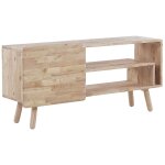 Beliani - meuble tv armoire 1 porte rangement 2 compartiments bois d'hévéa clair westfield Beliani - meuble tv armoire 1 porte rangement 2 compartiments bois d'hévéa clair westfield