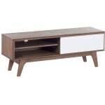 Beliani - meuble tv bois foncé en mdf avec porte coulissante blanche trous à câbles buffalo Beliani - meuble tv bois foncé en mdf avec porte coulissante blanche trous à câbles buffalo