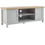 Beliani - meuble tv avec etagres mobilier pour salon 140 cm gris et bois clair hamp