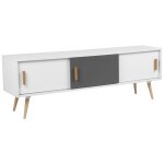 Beliani - meuble tv en mdf blanc et gris avec 3 portes coulissantes et 2 rangements indiana Beliani - meuble tv en mdf blanc et gris avec 3 portes coulissantes et 2 rangements indiana