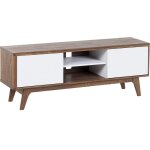 Beliani - meuble tv en mdf bois fonc avec 2 portes blanches et etagre centrale rochester