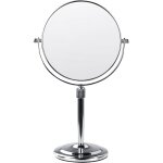 Beliani - miroir de maquillage double face verre grossissant  20 cm mtal argent averyon