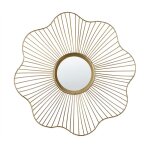 Beliani - miroir mural lgant avec cadre en forme de fleur 40 cm en verre et acier dor pour votre couloir ...