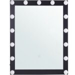 Miroir mural rectangulaire avec clairage led en verre et en acier noir 50 x 60 cm pour coiffeuse ou ...