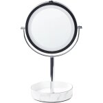 Beliani - miroir de table argent� et blanc en m�tal � 20 cm � led maquillage double face savoie