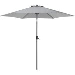 Beliani - parasol de jardin 270 cm en bois et tissu polyester gris fonc manivelle varese