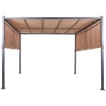 Beliani - pavillon de jardin 310 x 310 cm protection en tissu marron et led parga Beliani - pavillon de jardin 310 x 310 cm protection en tissu marron et led parga