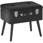 Beliani - petit tabouret moderne et glamour en velours noir avec rangement en forme de valise capitonn ...