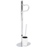 Porte - papier hygi�nique et support de brosse sur pied en acier argent� sarto