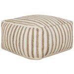 Beliani - pouf carr en jute polyester et coton beige et blanc 60 x 60 cm  billes eps almatti