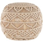 Beliani - pouf rond de 40 cm de diam�tre en tissu coton beige avec rembourrage en billes de polystyr�ne ...