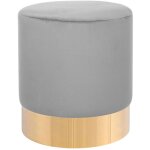 Beliani - pouf de forme cylindrique fabriqué en velours gris avec base métallique doré pour salon ou ... Beliani - pouf de forme cylindrique fabriqué en velours gris avec base métallique doré pour salon ou ...