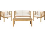 Salon de jardin 4 places en bois d'acacia clair et polyester avec table basse pacific Salon de jardin 4 places en bois d'acacia clair et polyester avec table basse pacific