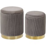 Beliani - lot 2 poufs coffres de rangement en velours gris avec base en acier dor parfaits pour chambre ...