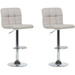 Set 2 tabourets de bar cocktail en tissu beige avec pied chromé réglable en hauteur idéales pour salle ... Set 2 tabourets de bar cocktail en tissu beige avec pied chromé réglable en hauteur idéales pour salle ...