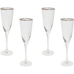 Beliani - set de 4 flûtes à champagne soufflées à la main 250 ml bordure dorée topaz Beliani - set de 4 flûtes à champagne soufflées à la main 250 ml bordure dorée topaz