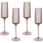 Beliani - set de 4 fltes  champagne stries souffles  la main 220 ml rose transparent amthyste