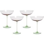 Beliani - set de 4 verres  martini souffls  la main 200 ml rose et vert transparent diopside