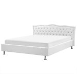 Beliani - sommier et cadre de lit double 180 x 200 cm en cuir pu blanc tte de lit cloute metz