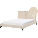 Beliani - sommier pour lit double 140 x 200 cm en tissu boucl� beige t�te de lit haute melle