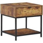 Beliani - table d'appoint bout de canapé effet bois foncé avec pieds noirs et tiroir pratique pour salon ... Beliani - table d'appoint bout de canapé effet bois foncé avec pieds noirs et tiroir pratique pour salon ...