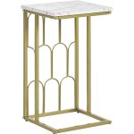 Beliani - table d'appoint bout de canap� effet marbre blanc avec structure design en acier dor� id�al ...