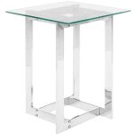 Beliani - table d'appoint plateau carré en verre transparent et support en métal argenté design moderne ... Beliani - table d'appoint plateau carré en verre transparent et support en métal argenté design moderne ...